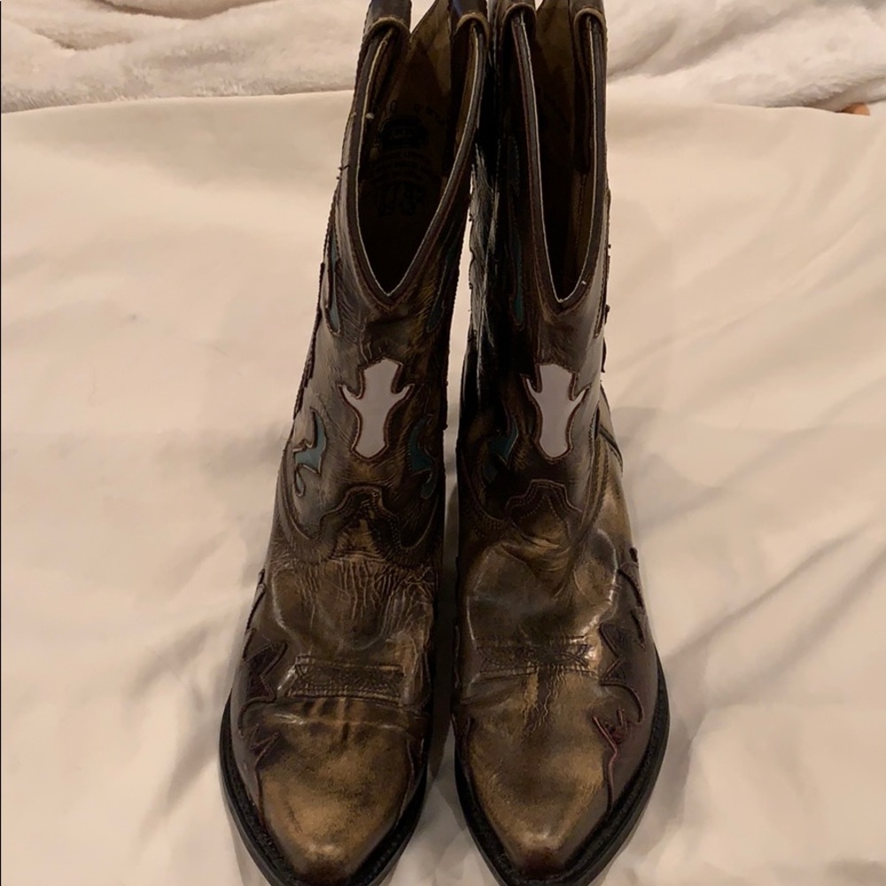 Gold and brown cowgirl boots